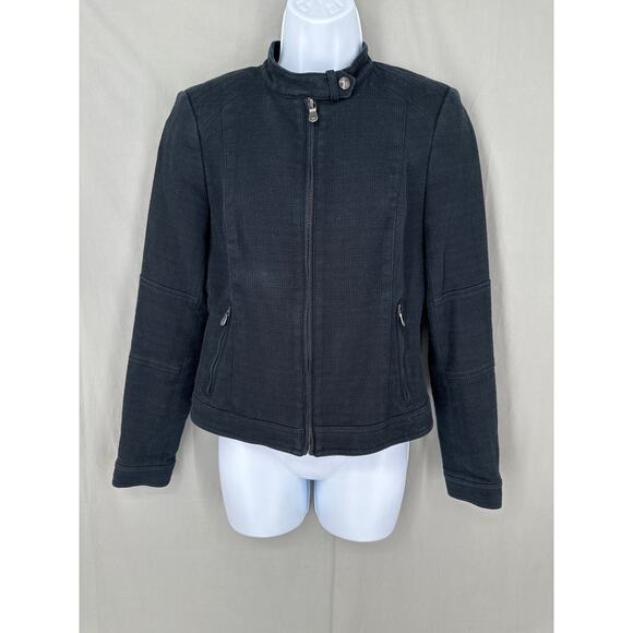Banana Republic Jackets & Blazers - Banana Republic Jacket Womens Small 4 Black Moto Zip Cotton Boho Grunge